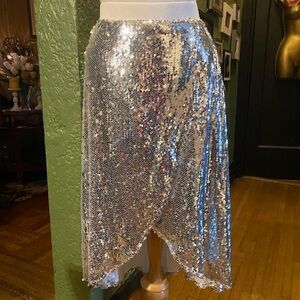 Shimmering Asymmetrical Sequin Skirt